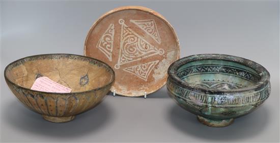 13th - 15th century ceramic Islamic, Sassanian, Sultanabad and Kashan bowls (3)